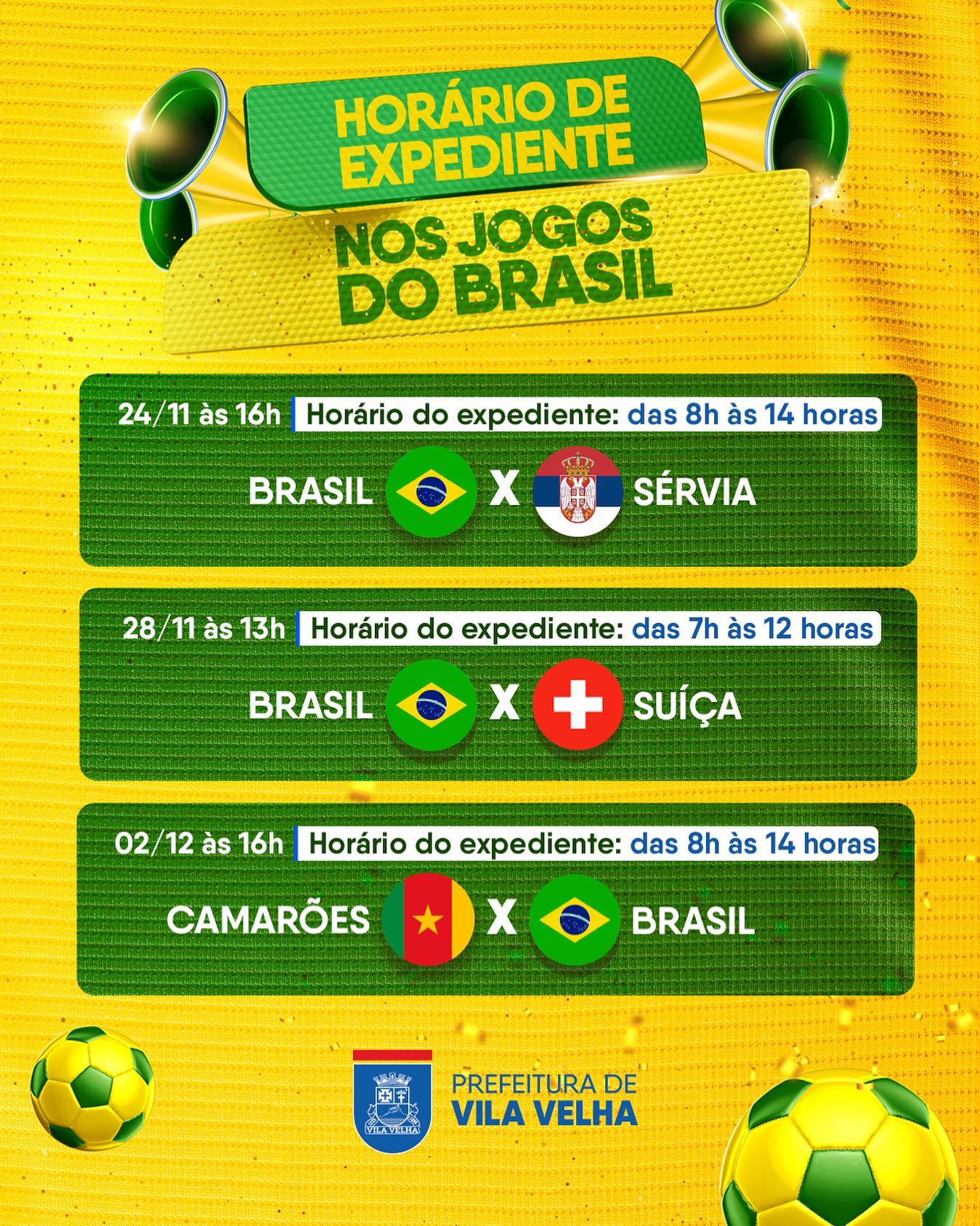 Horários de Expediente nos Jogos so Brasil